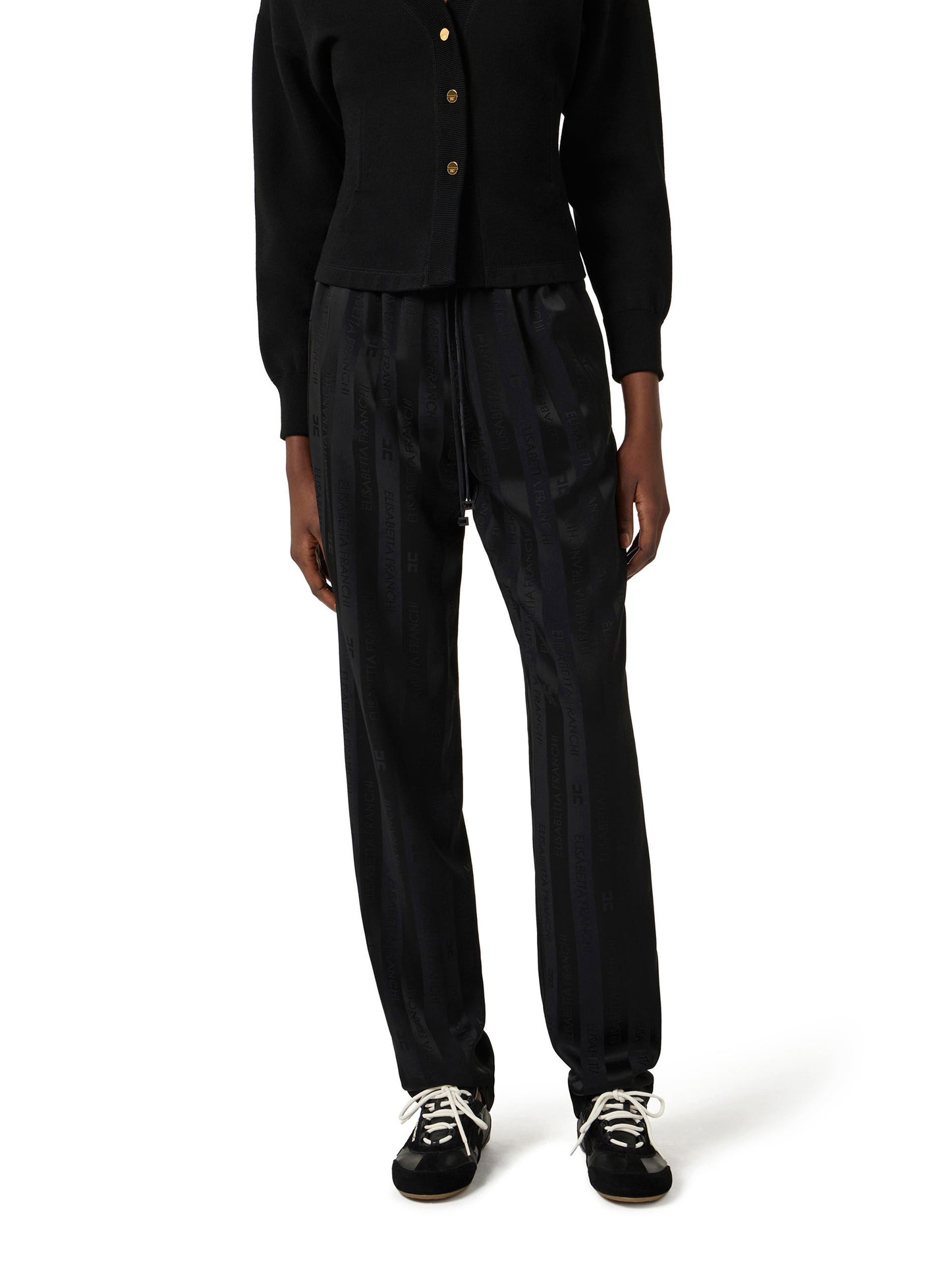 Satin trousers with jacquard stripes