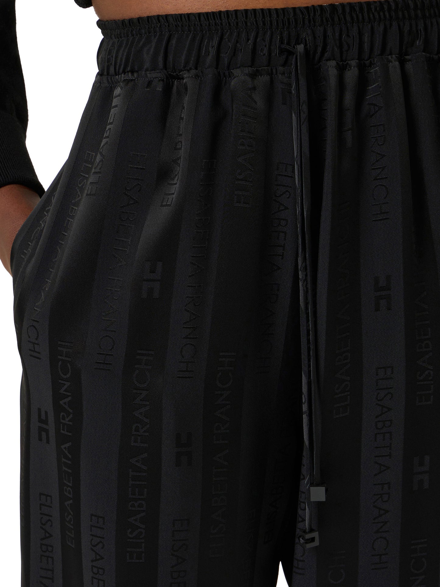 Satin trousers with jacquard stripes