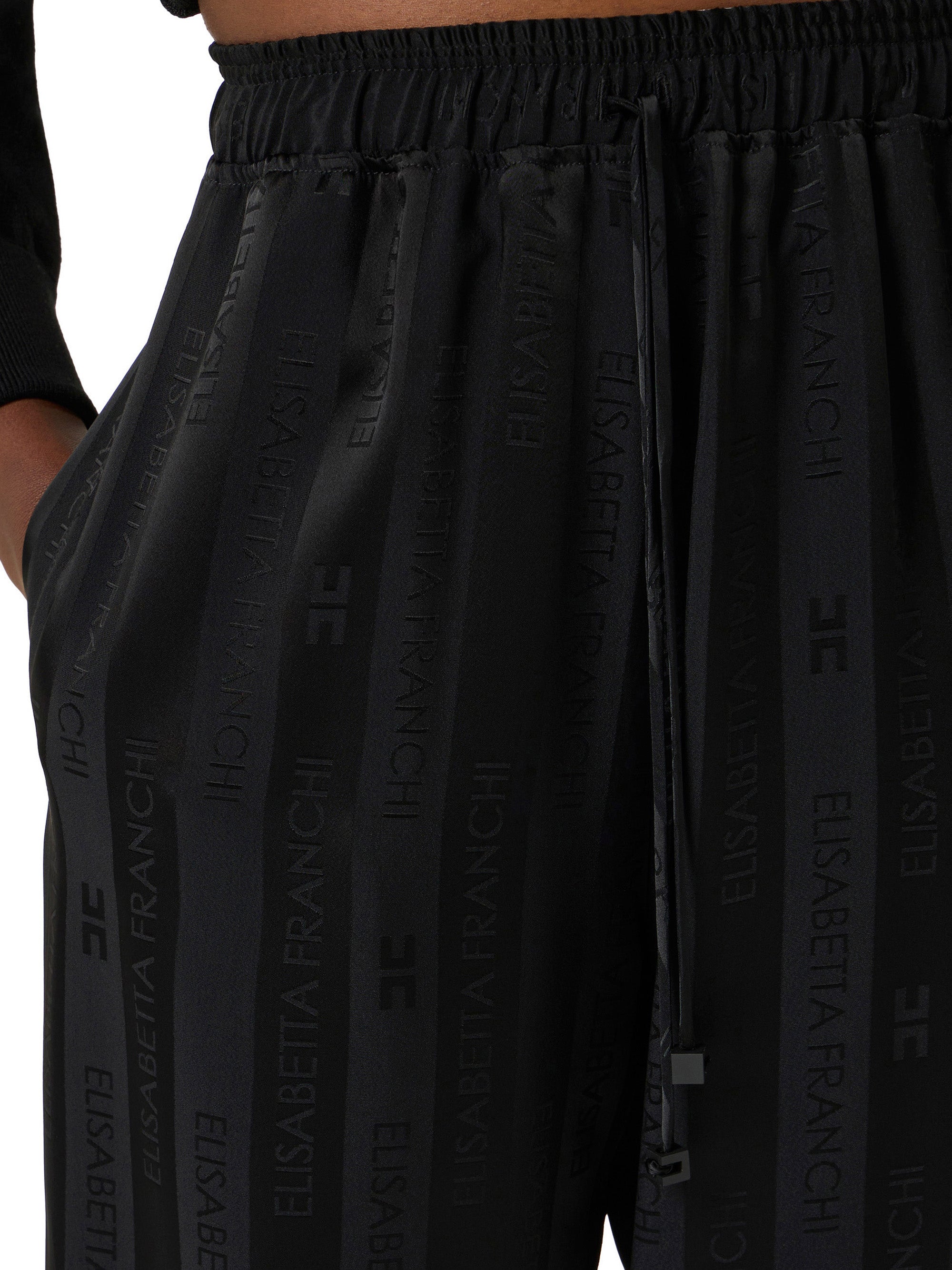 Satin trousers with jacquard stripes
