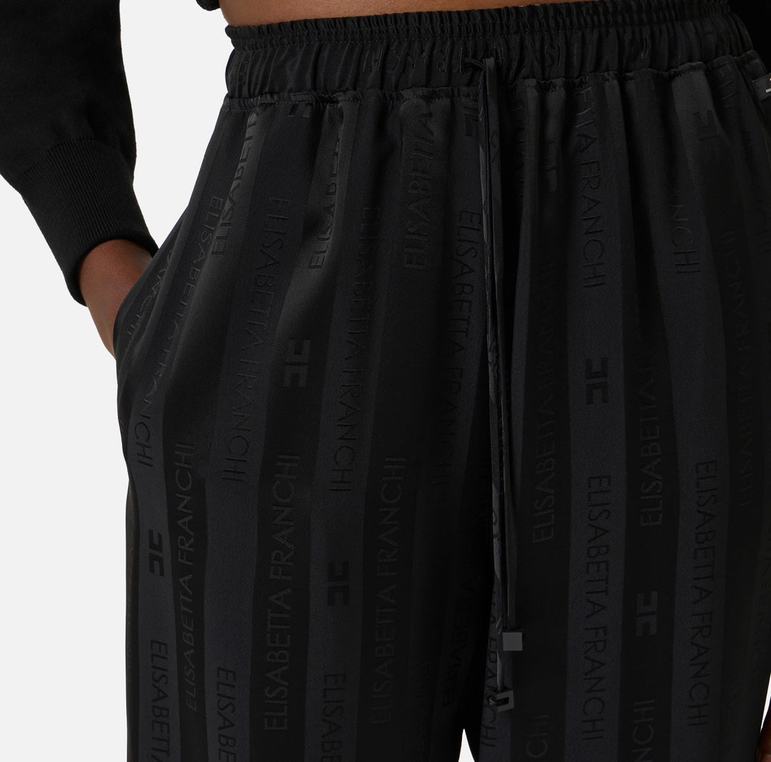 Satin trousers with jacquard stripes