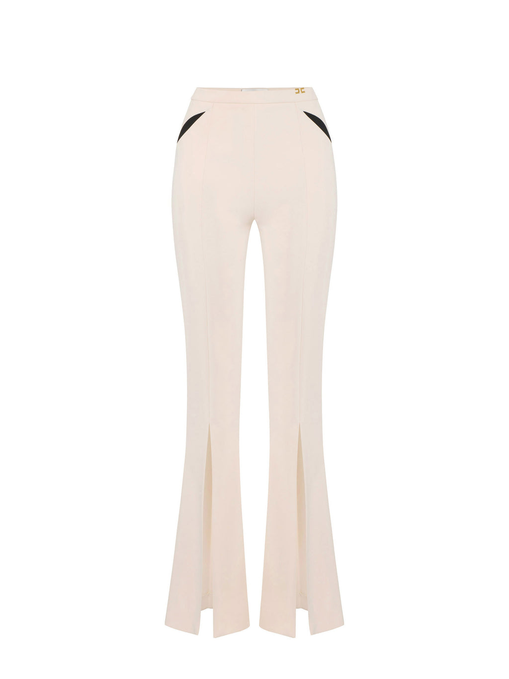 Trousers in lightweight crêpe fabric with cut-outs and slits