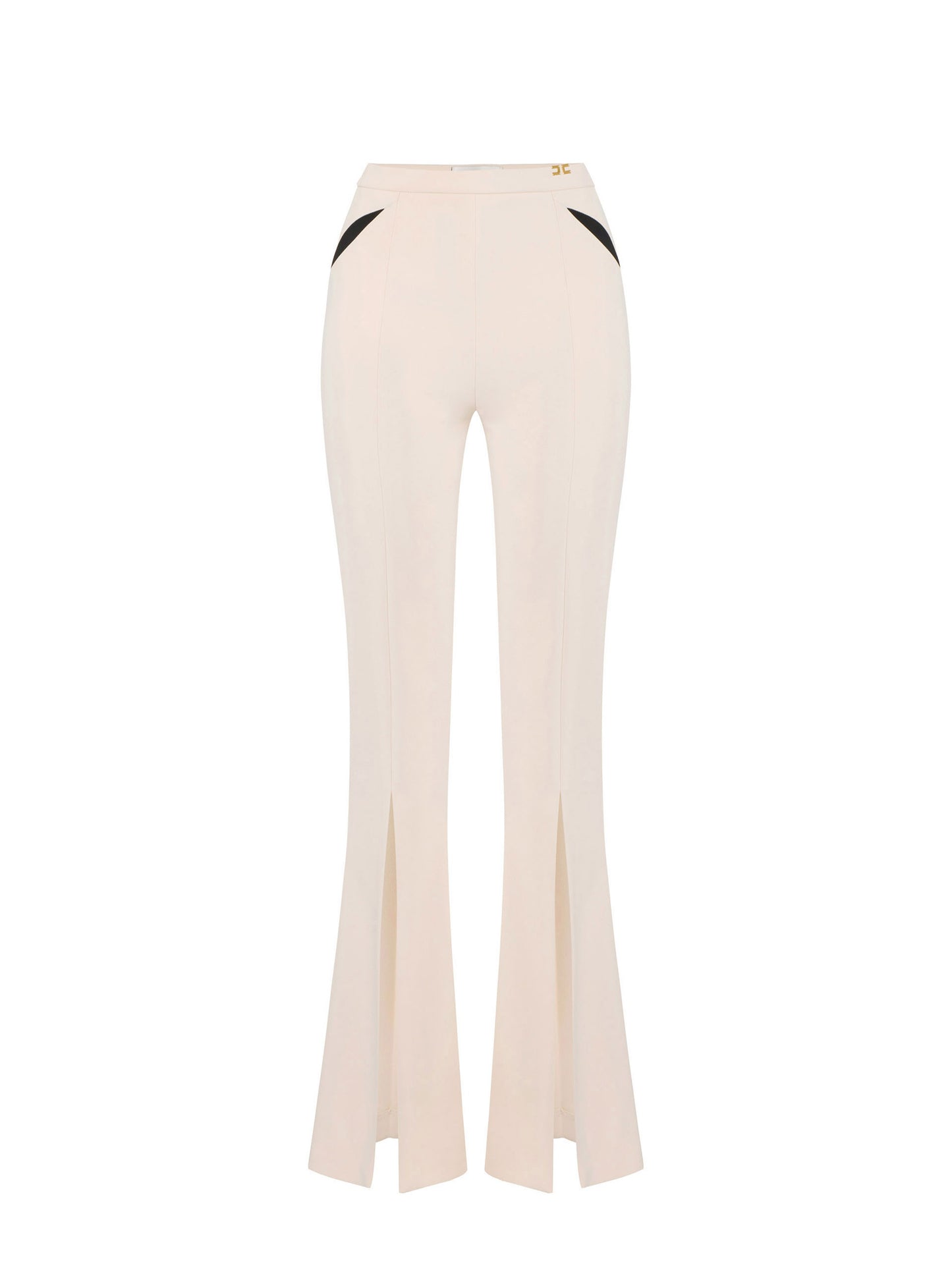 Trousers in lightweight crêpe fabric with cut-outs and slits