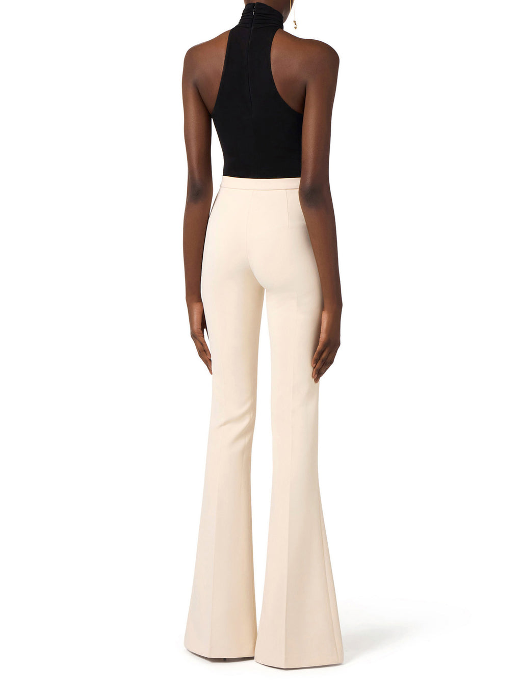 Trousers in lightweight crêpe fabric with cut-outs and slits
