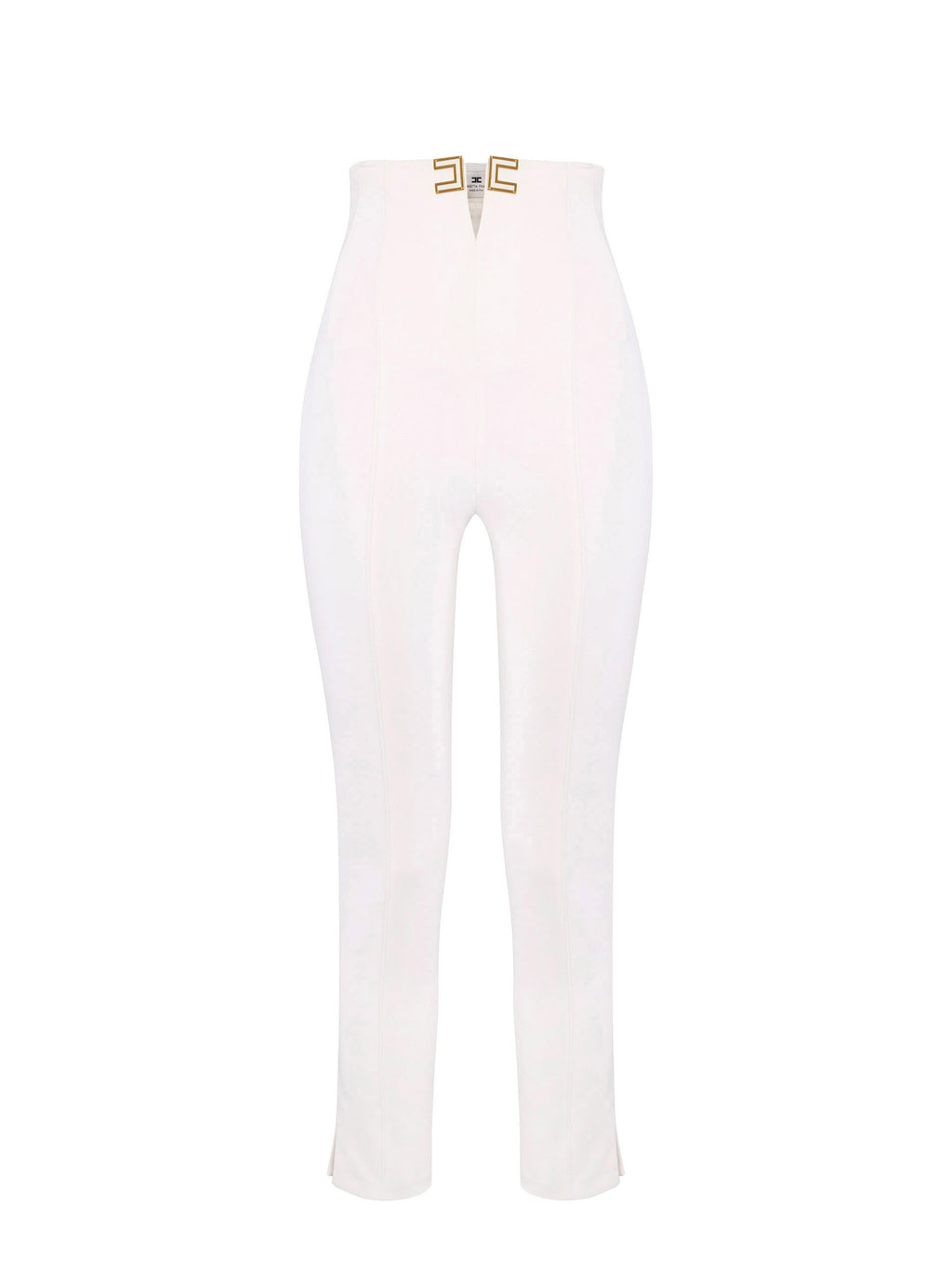 Trousers in double layer stretch crêpe fabric with logo details
