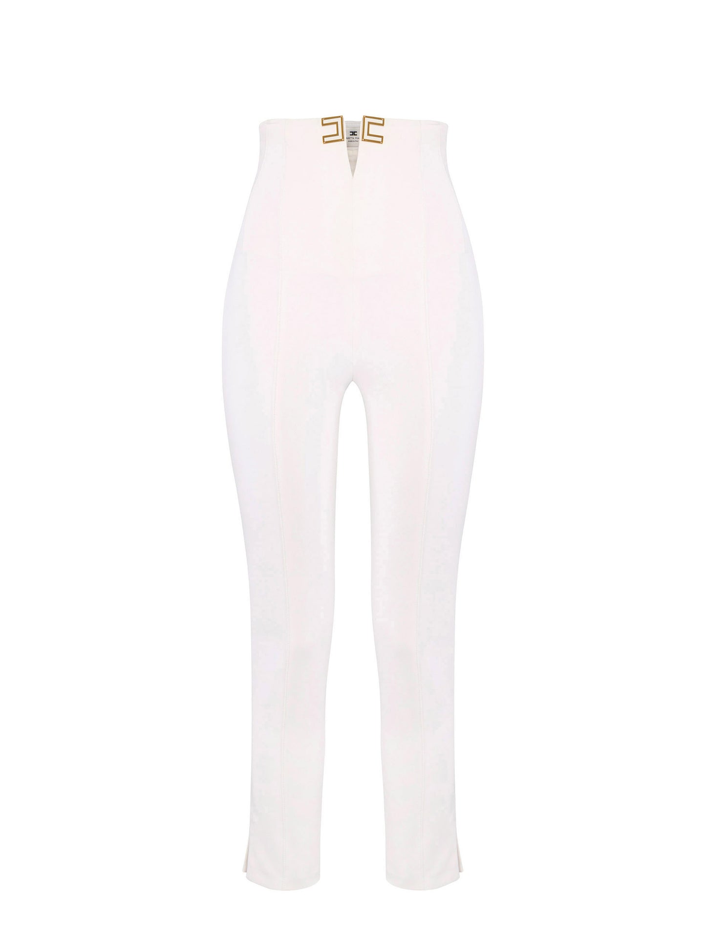 Trousers in double layer stretch crêpe fabric with logo details