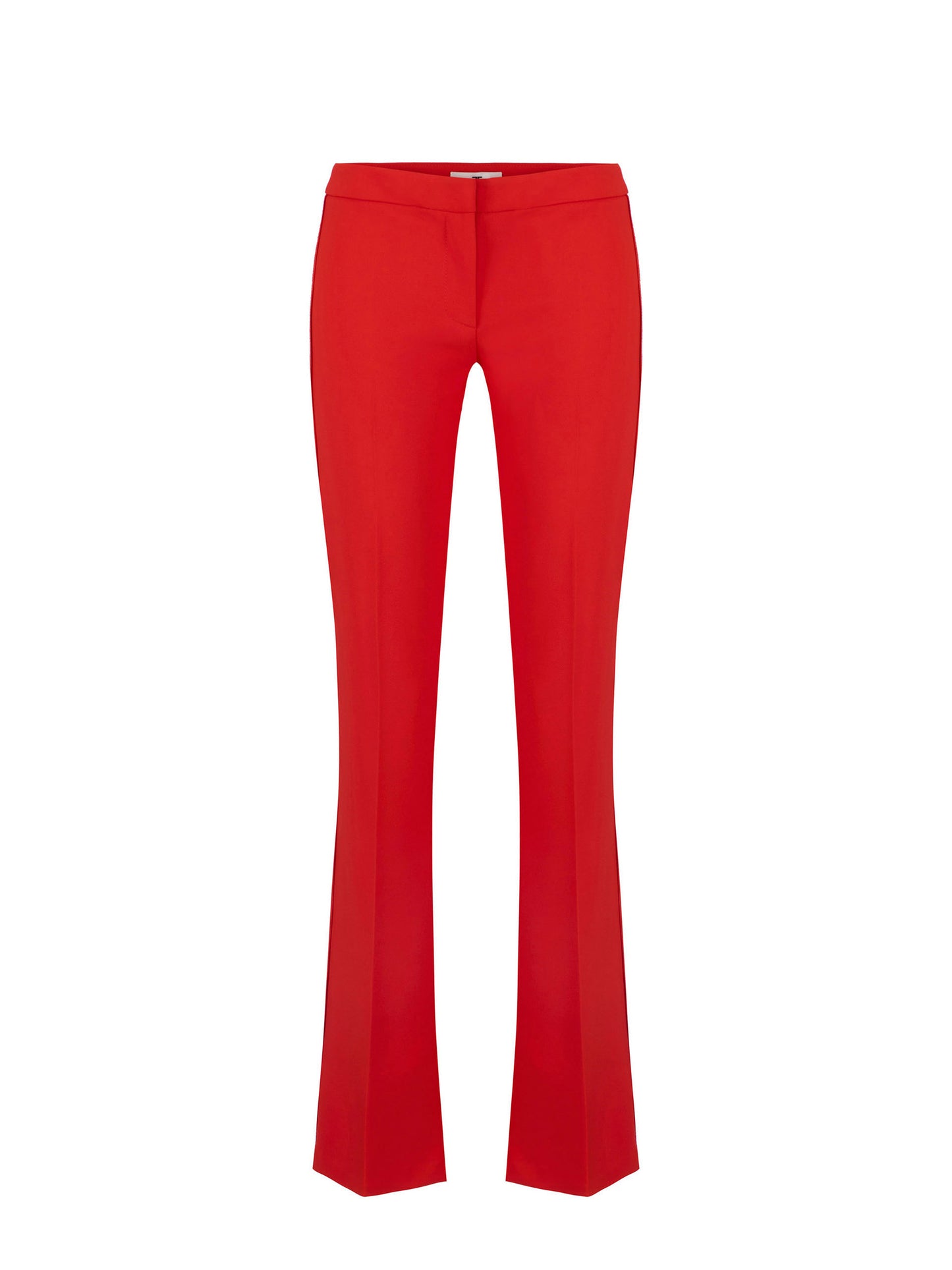 Trousers in lightweight crêpe fabric with raw-edge trims