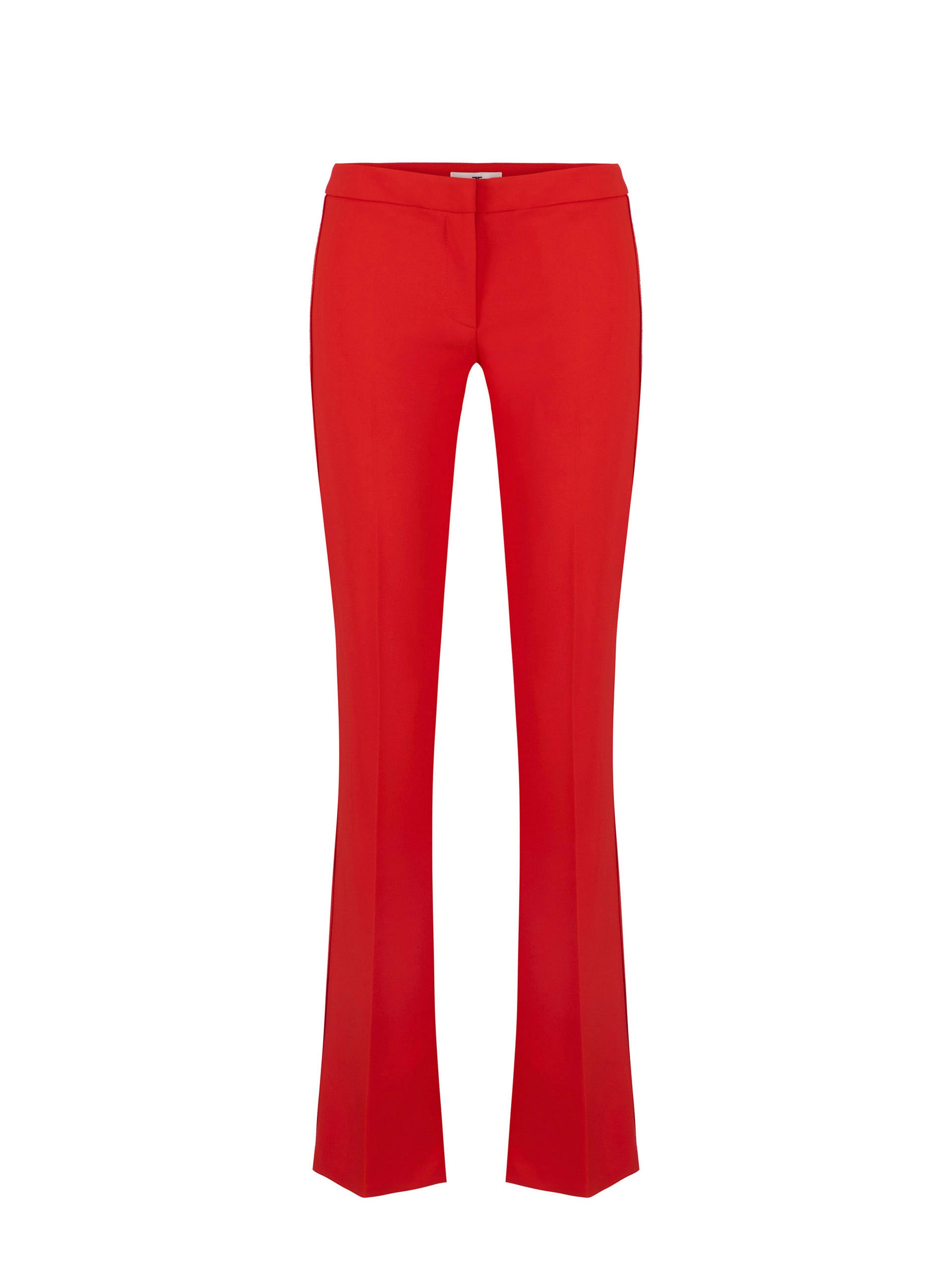 Trousers in lightweight crêpe fabric with raw-edge trims