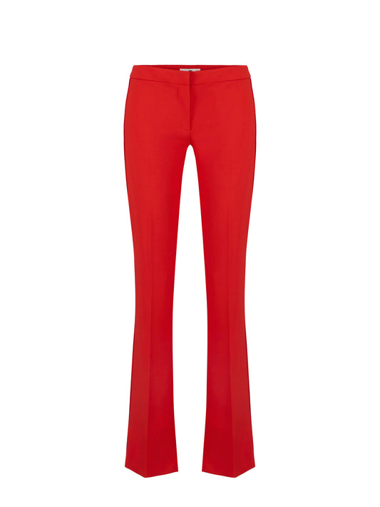 Trousers in lightweight crêpe fabric with raw-edge trims