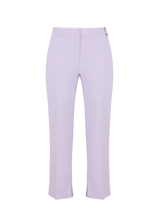 Trousers in lightweight crêpe fabric with logo charm
