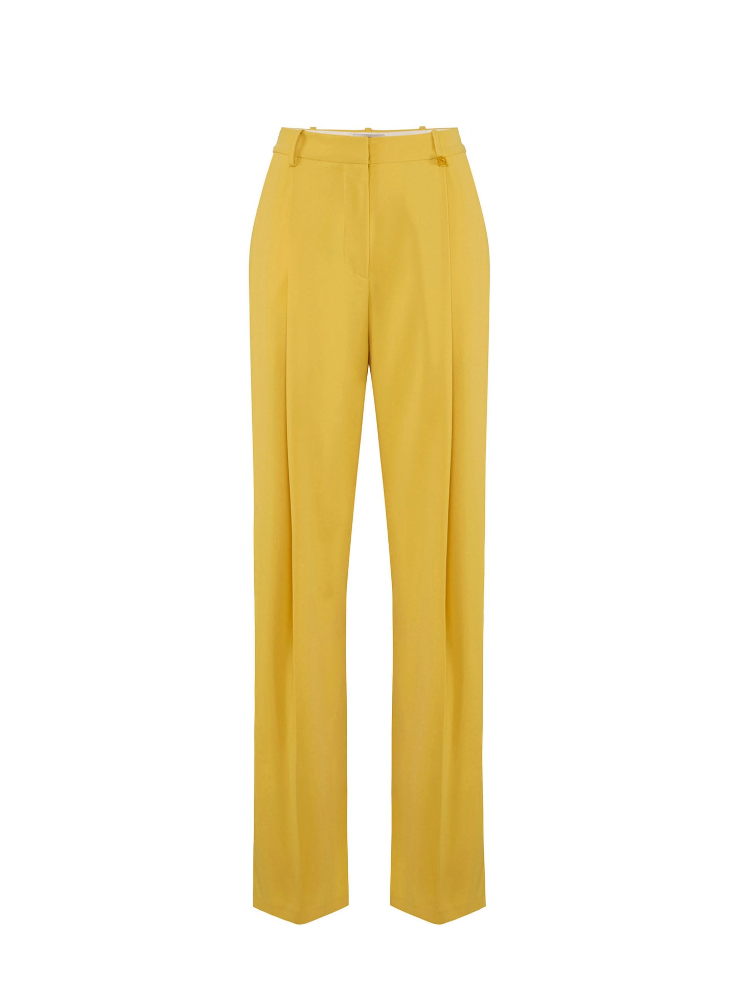 Trousers in lightweight crêpe fabric with logo charm