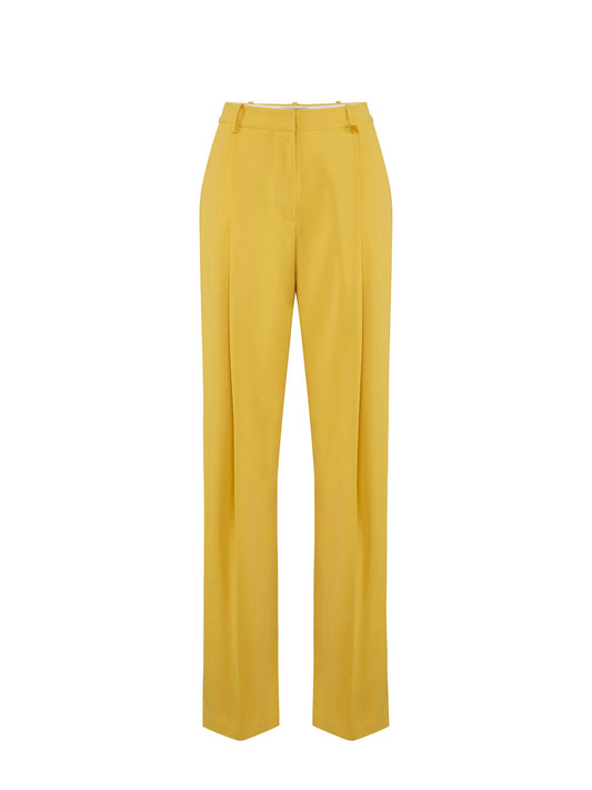 Trousers in lightweight crêpe fabric with logo charm