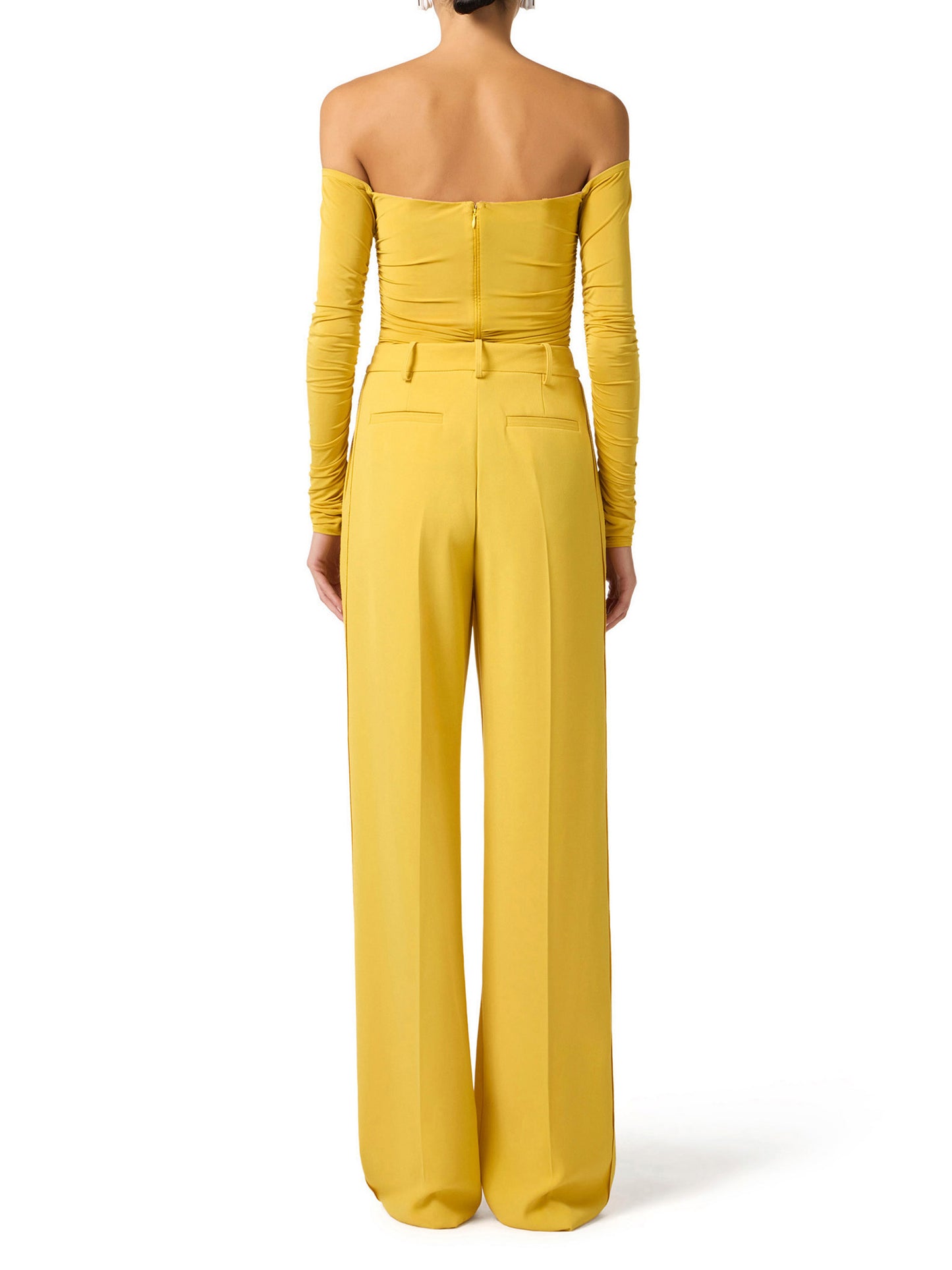 Trousers in lightweight crêpe fabric with logo charm