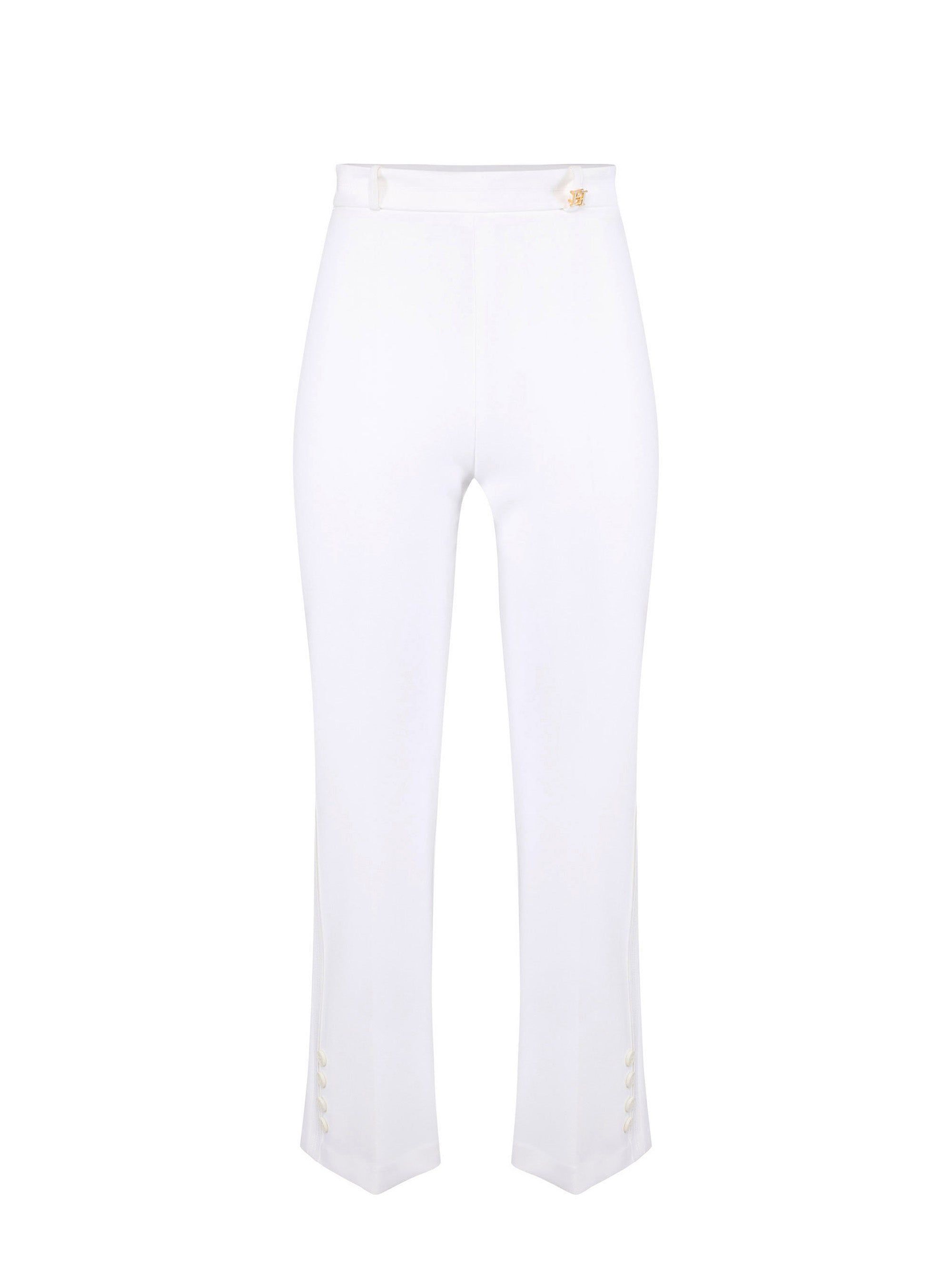 Trousers in double layer stretch crêpe fabric with logo charm