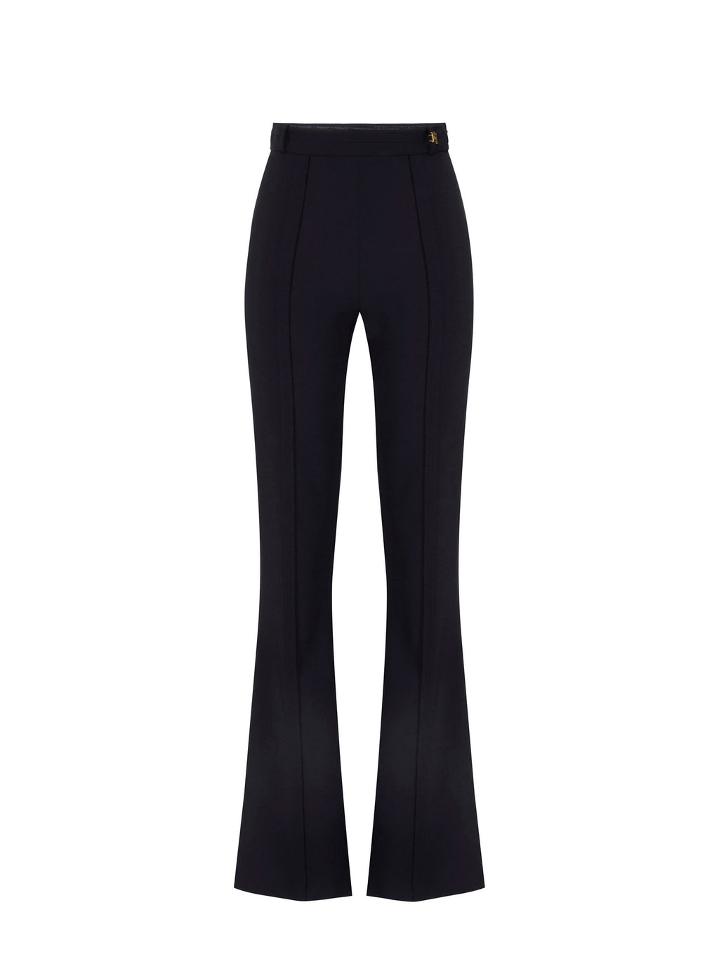 Trousers in double layer stretch crêpe fabric with logo charm