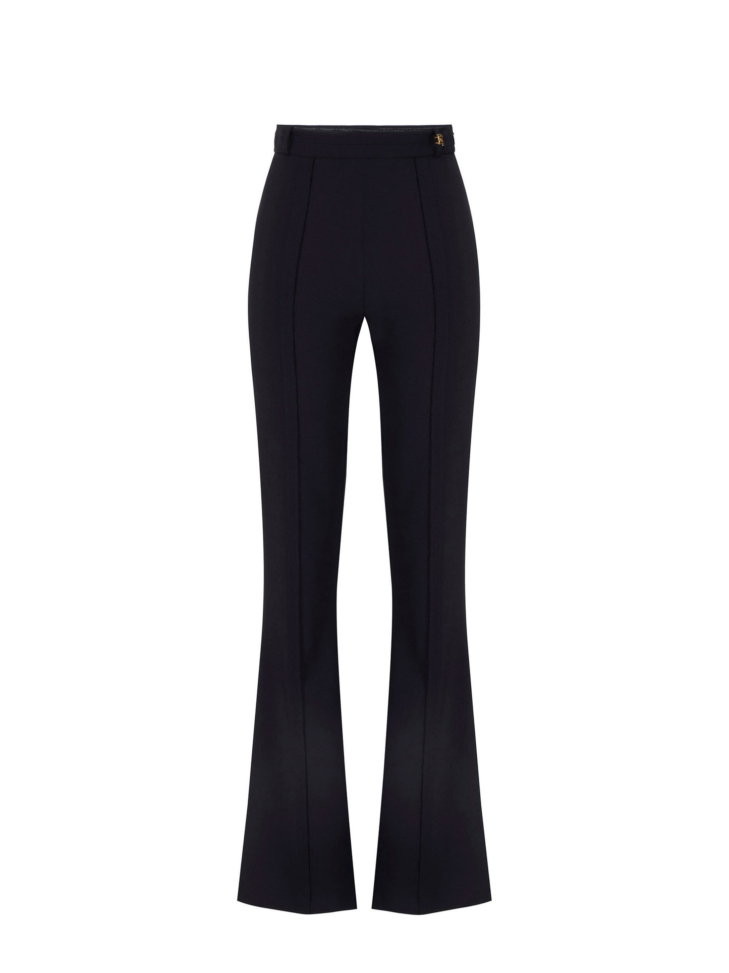 Trousers in double layer stretch crêpe fabric with logo charm