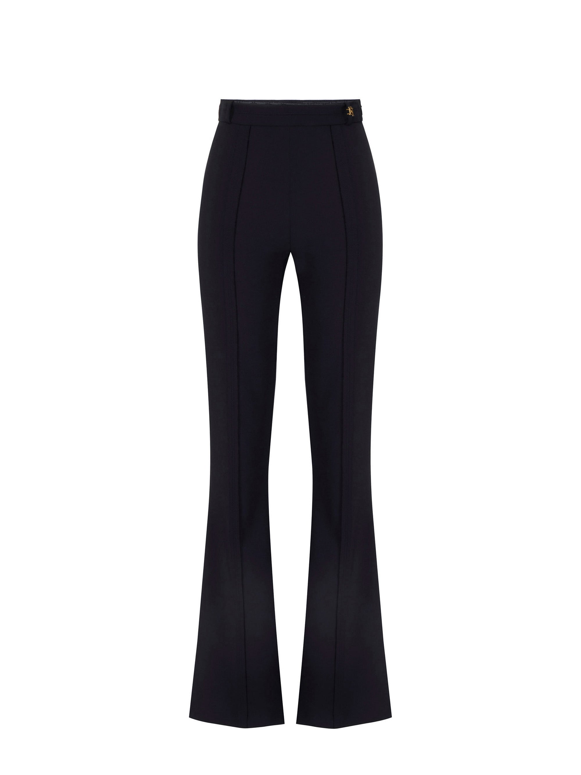 Trousers in double layer stretch crêpe fabric with logo charm