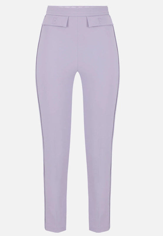 Trousers in double layer stretch crêpe fabric with embroidered logo