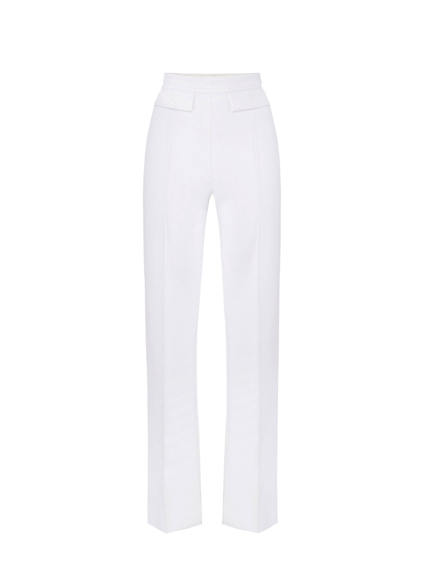 Trousers in double layer stretch crêpe fabric with embroidered logo