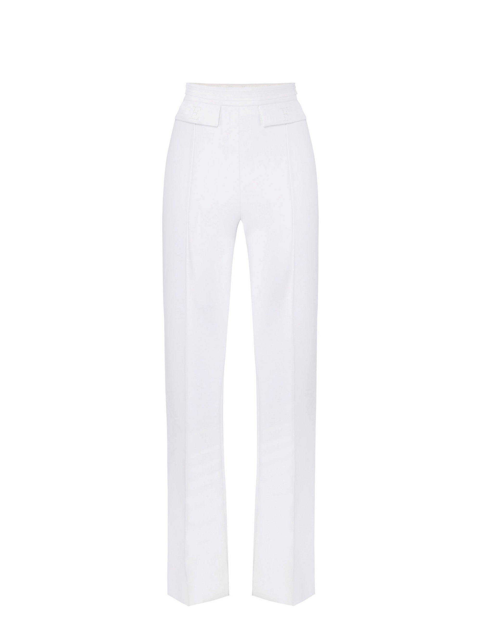 Trousers in double layer stretch crêpe fabric with embroidered logo