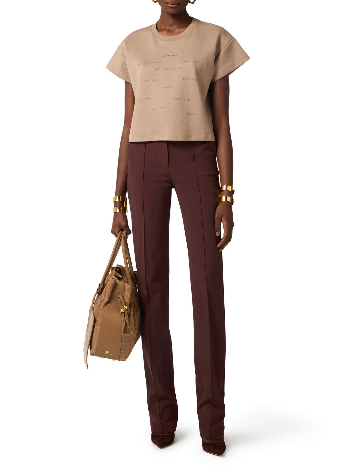 Trousers in technical bi-elastic fabric with belt