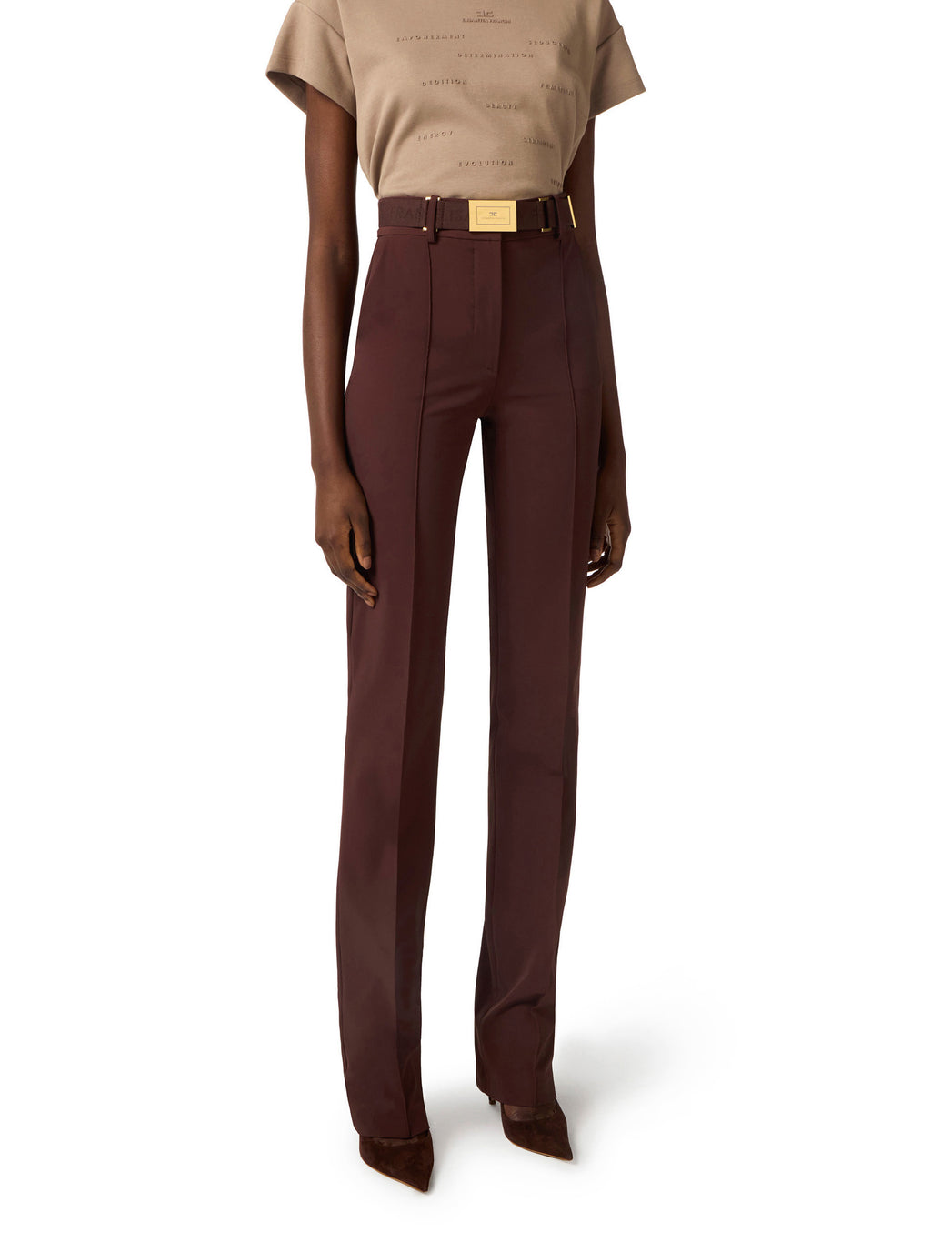 Trousers in technical bi-elastic fabric with belt
