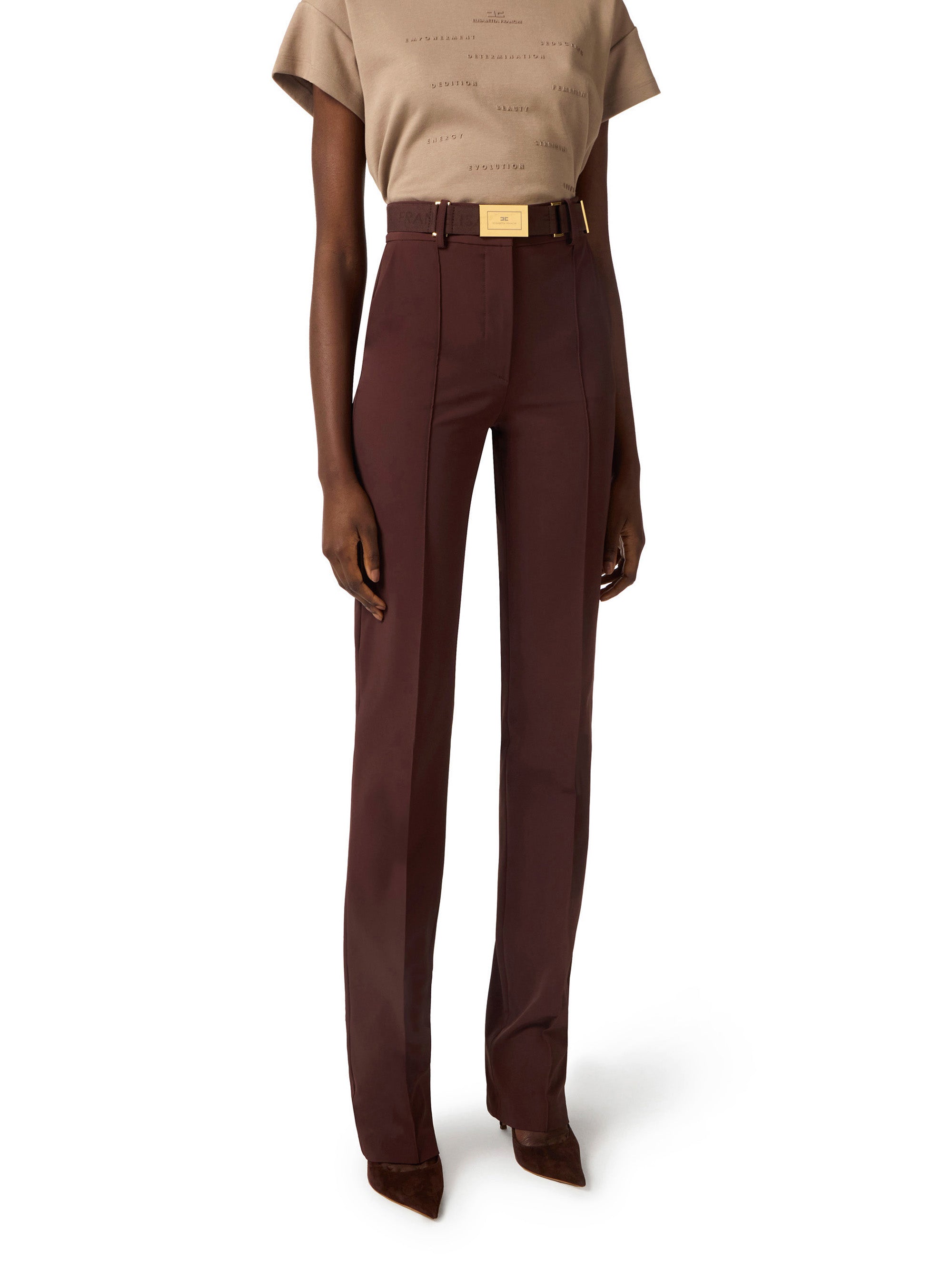 Trousers in technical bi-elastic fabric with belt