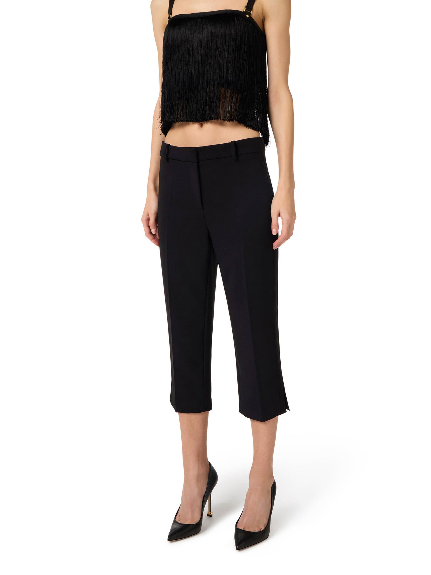 Lightweight crêpe trousers with satin bands