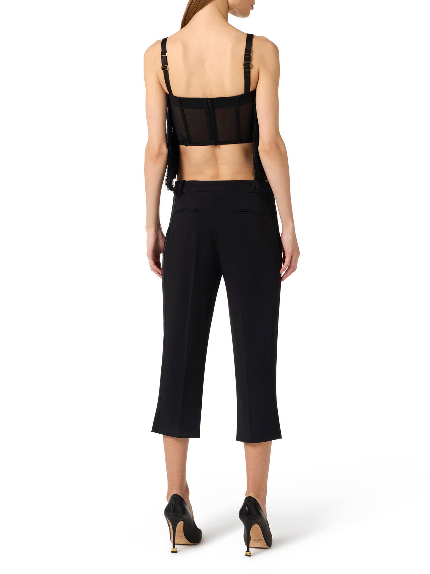 Lightweight crêpe trousers with satin bands