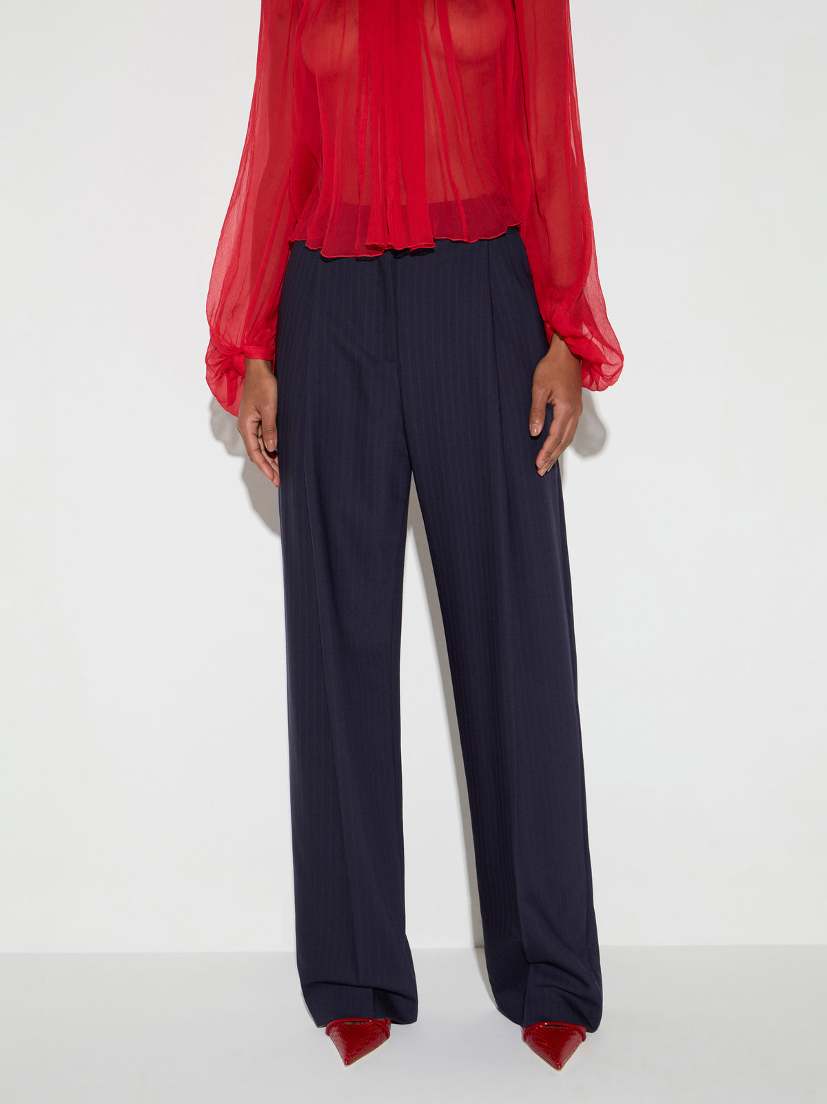 Pinstriped trousers in cool wool fabric