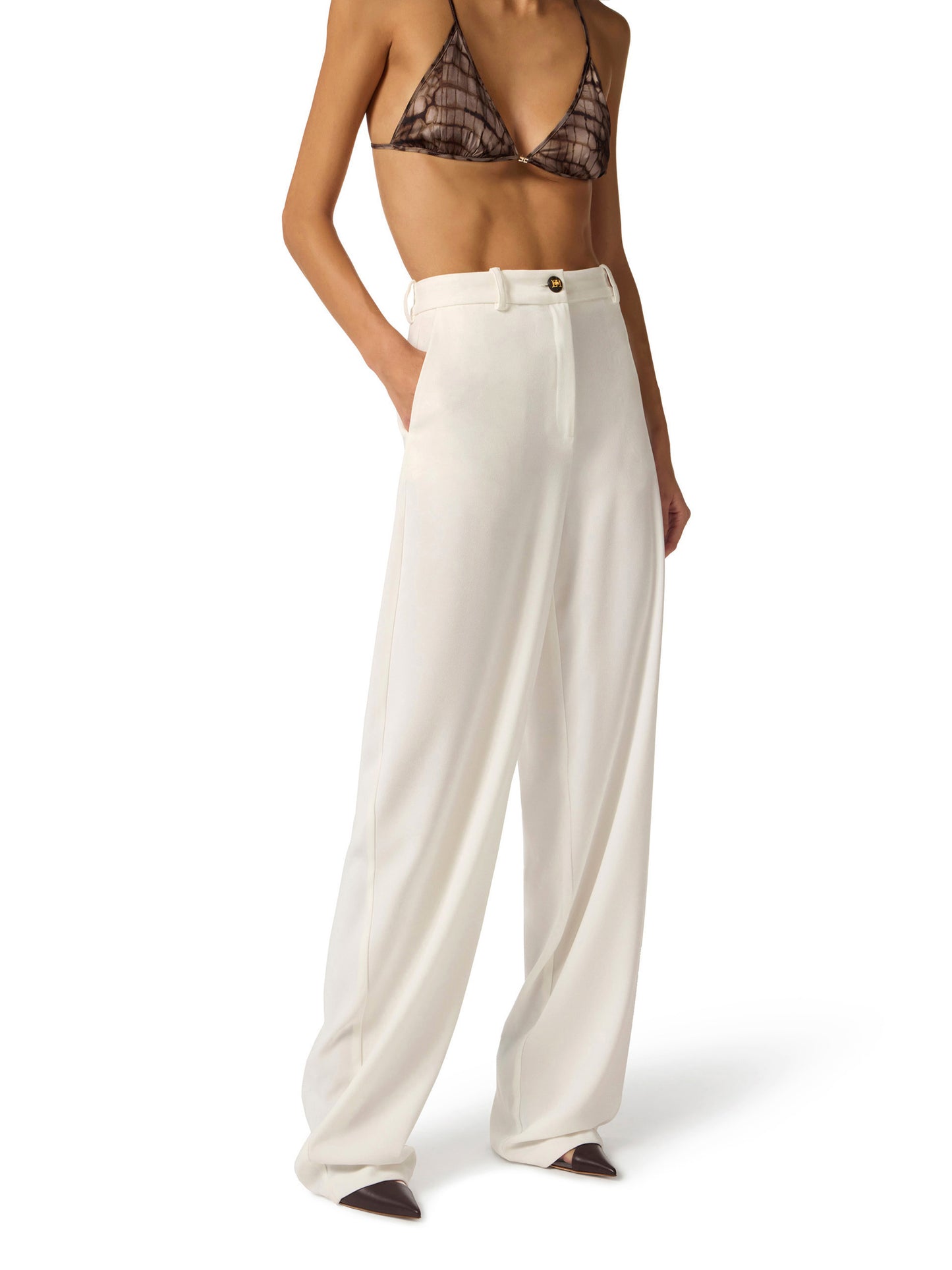 Lightweight crêpe fabric trouser
