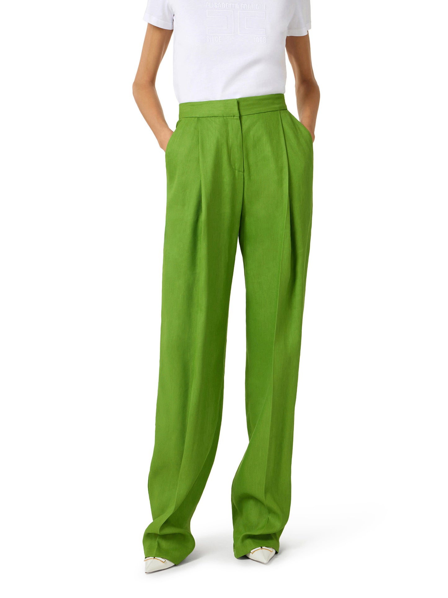 Linen-blend trousers