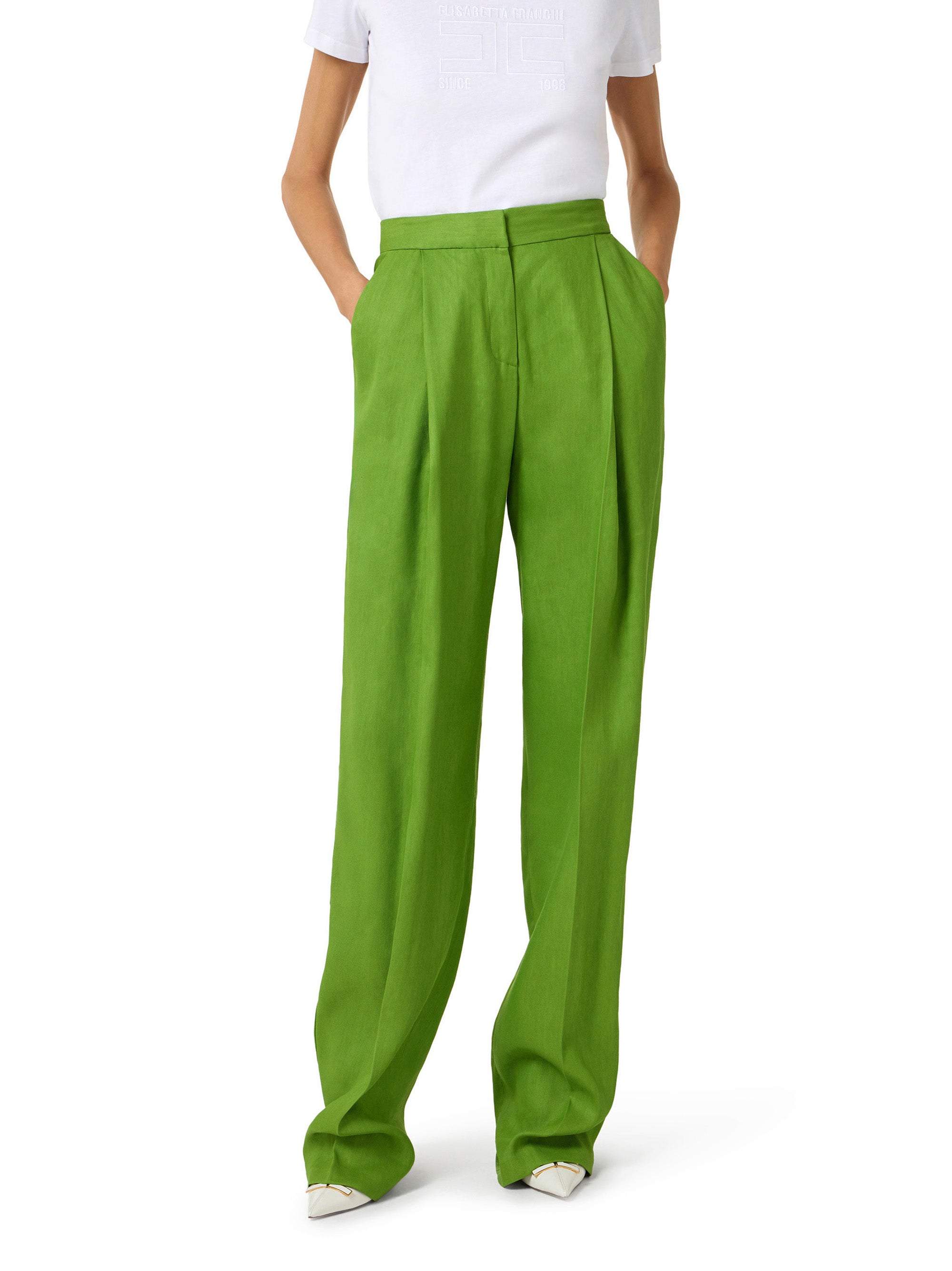 Linen-blend trousers