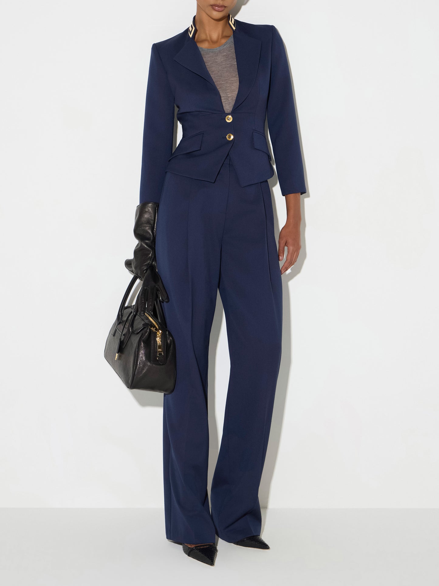 Trousers in gabardine fabric