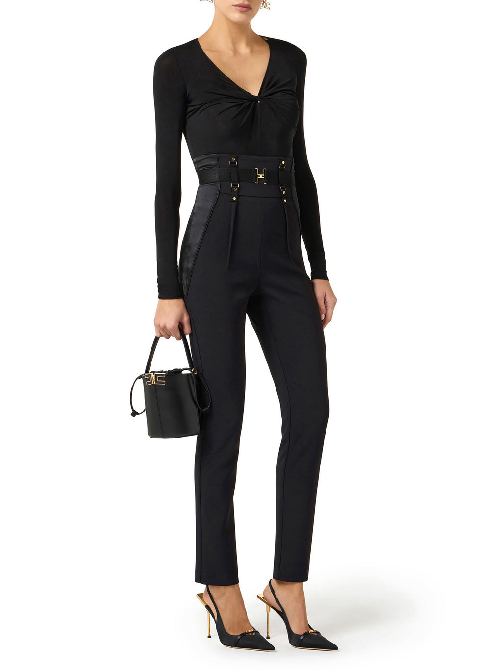 Bustier trousers in lightweight crêpe and satin fabrics