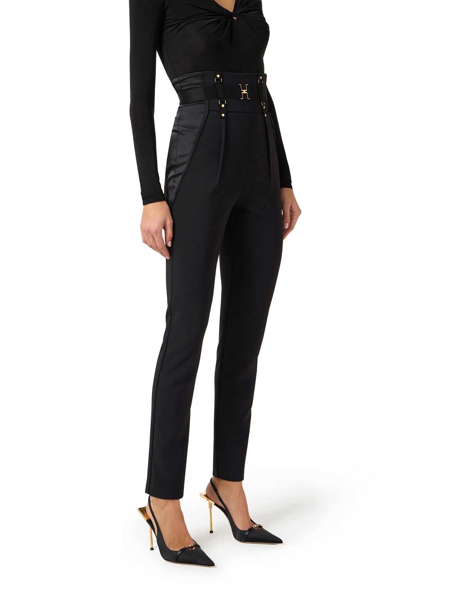 Bustier trousers in lightweight crêpe and satin fabrics