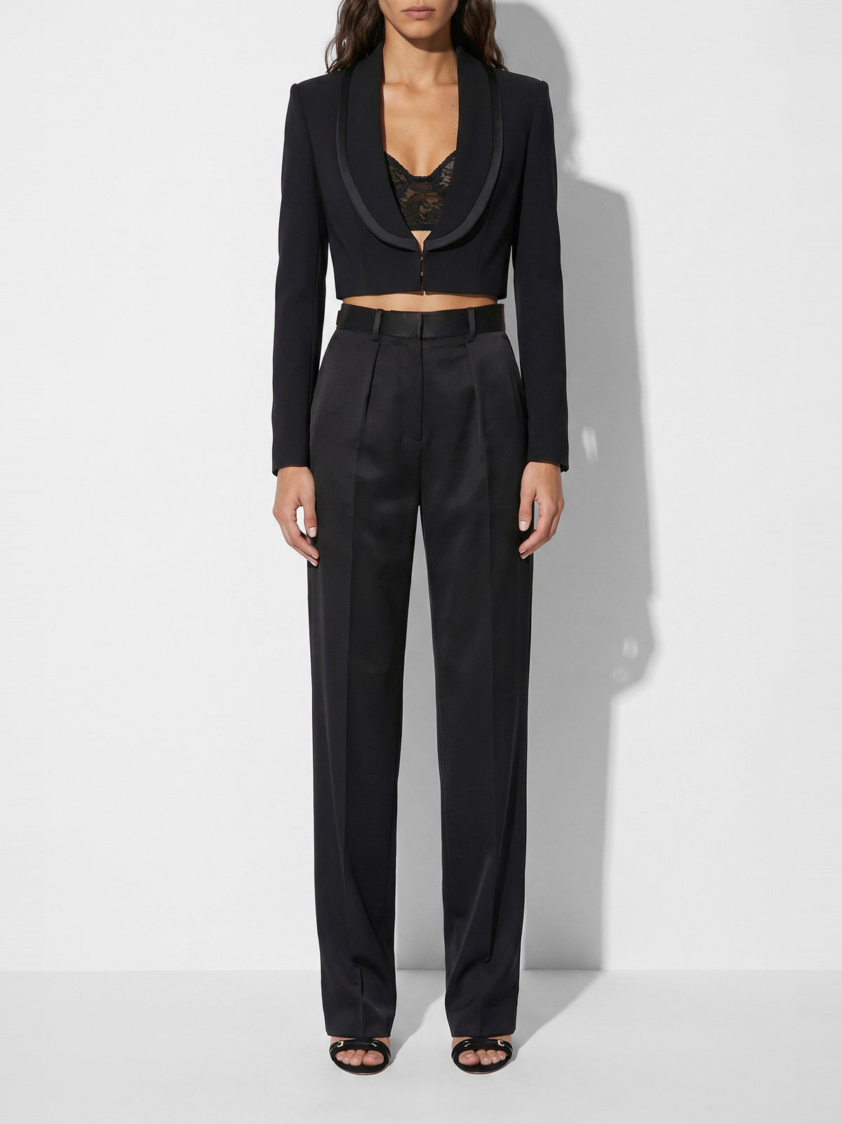 Stretch satin trousers
