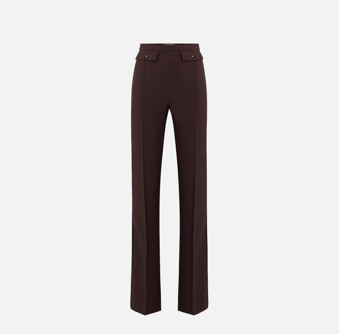 Trousers in lightweight crêpe and satin fabrics