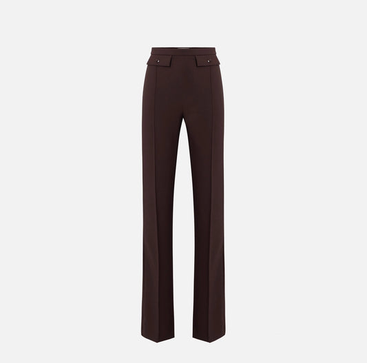 Trousers in lightweight crêpe and satin fabrics