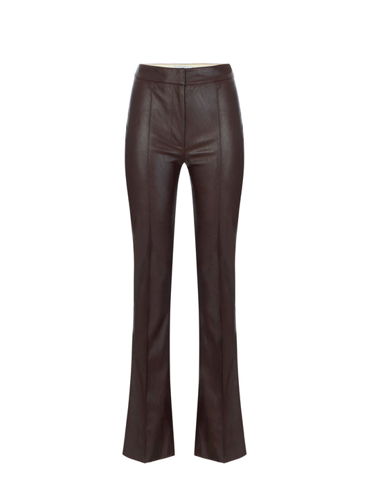 Trousers with ribbing in Dark Chocolate – luxury fashion at Meranesy