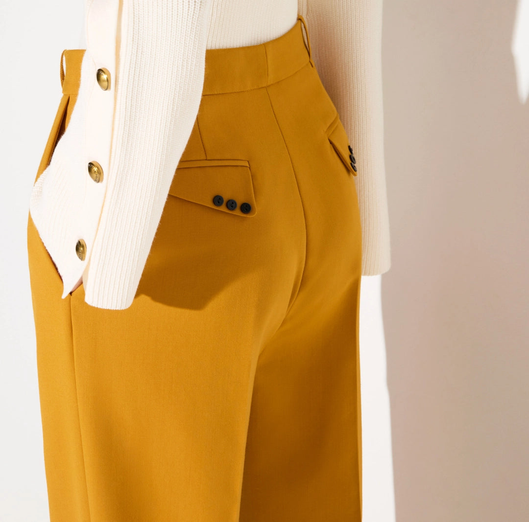 Trousers in gabardine fabric