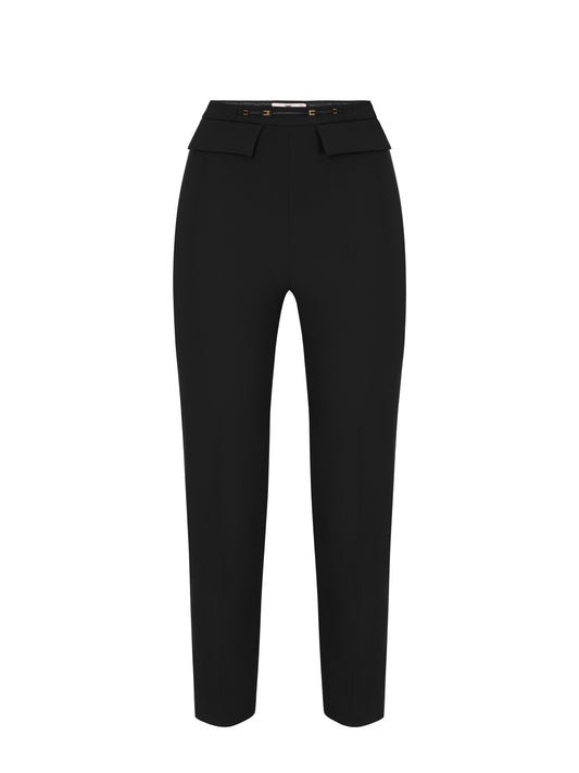 Trousers in double layer stretch crêpe