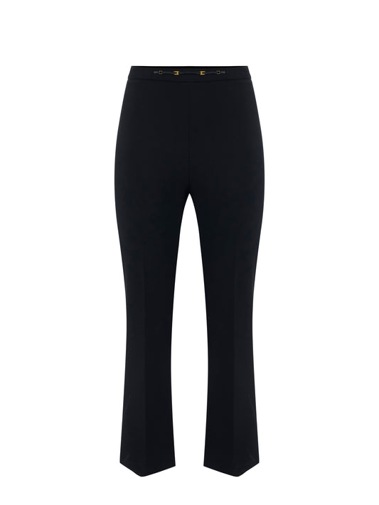 Trousers in strech double-layer crepe fabric