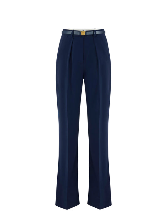 Trousers in lightweight crêpe fabric with belt
