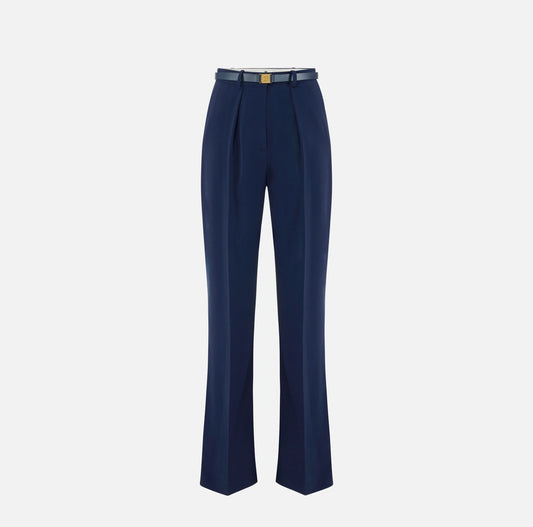 Trousers in lightweight crêpe fabric with belt
