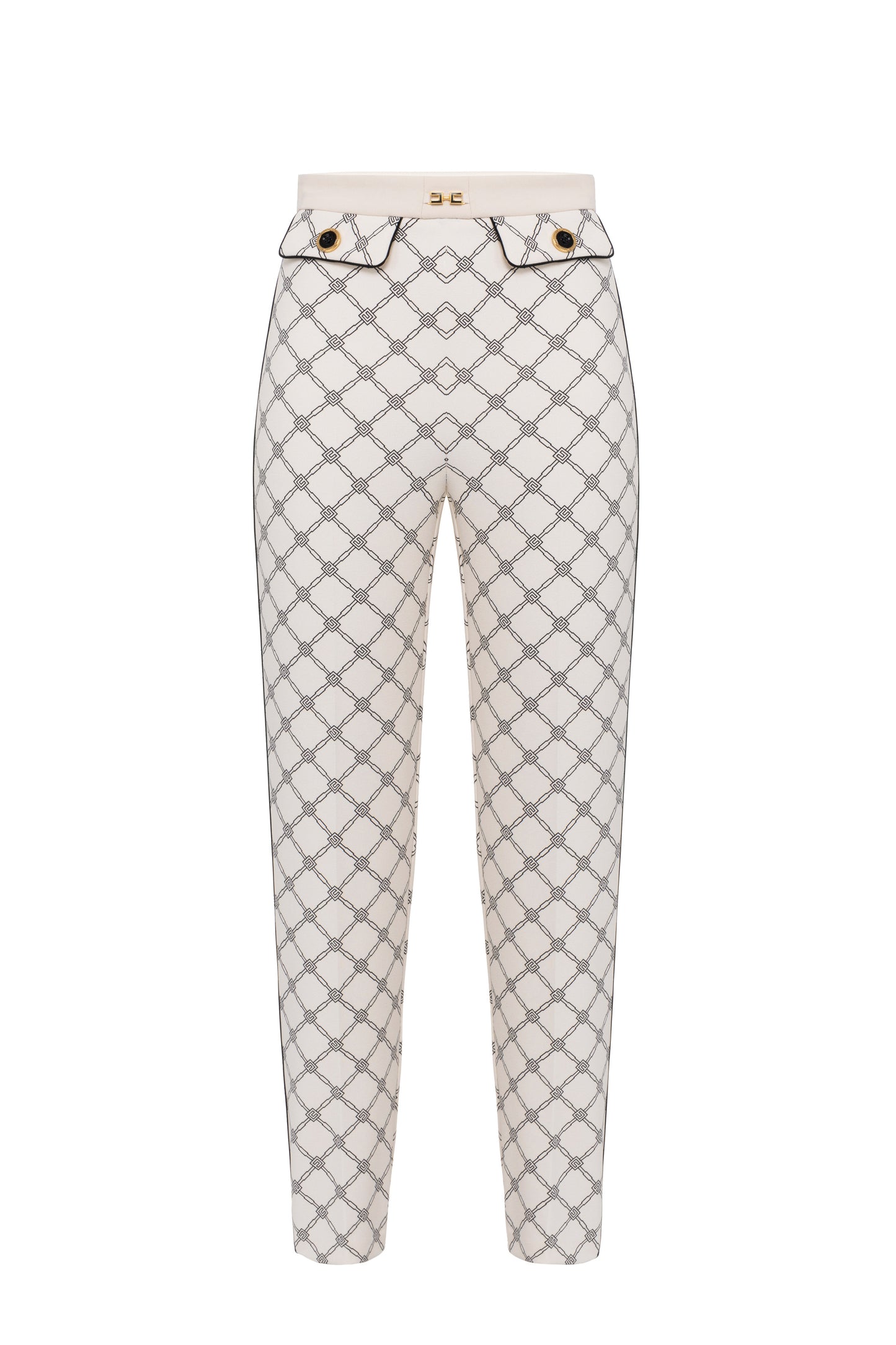 Trousers in crêpe fabric with diamond print