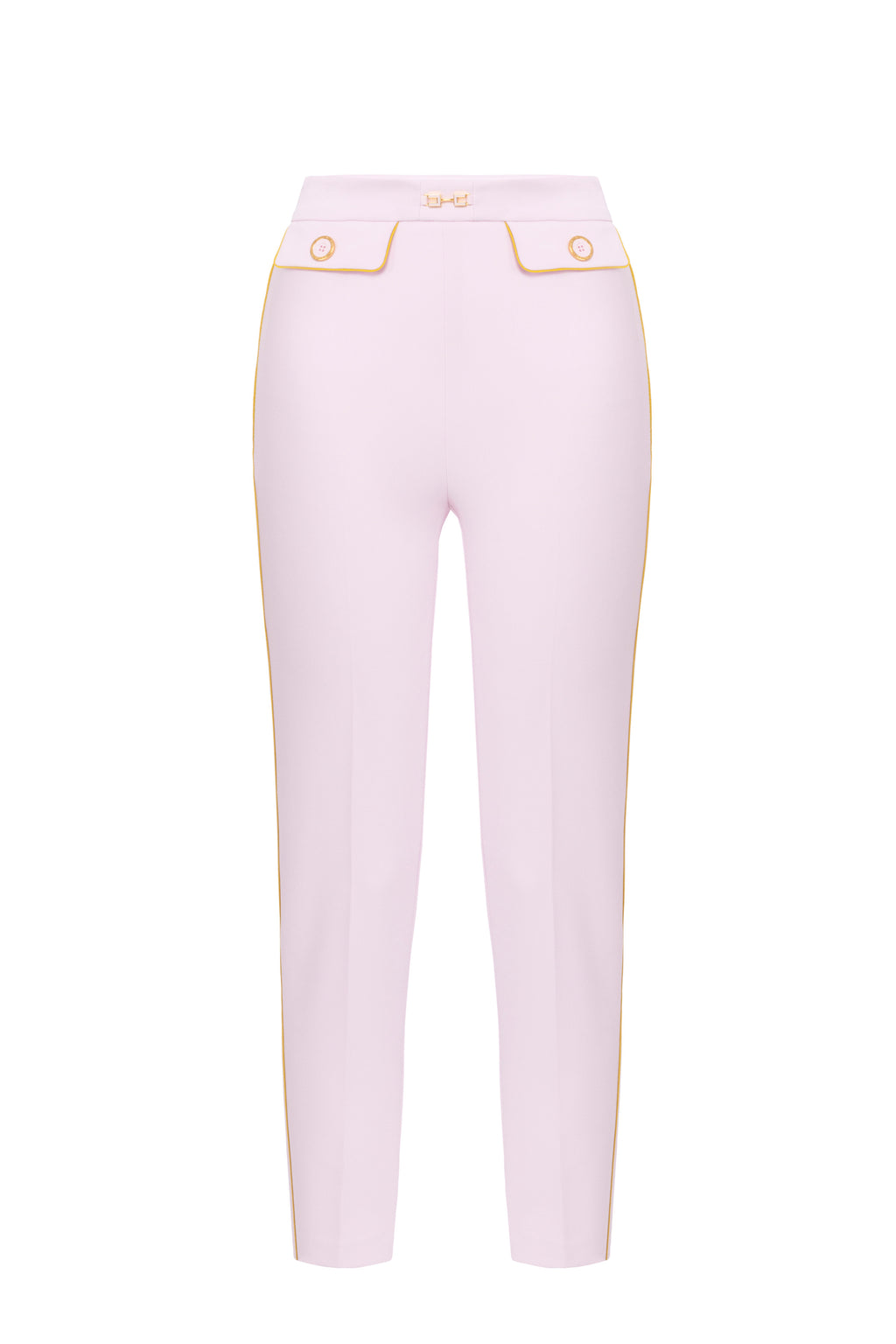Trousers in crêpe fabric with piping and jewelled horsebit | LAST PIECE: 42