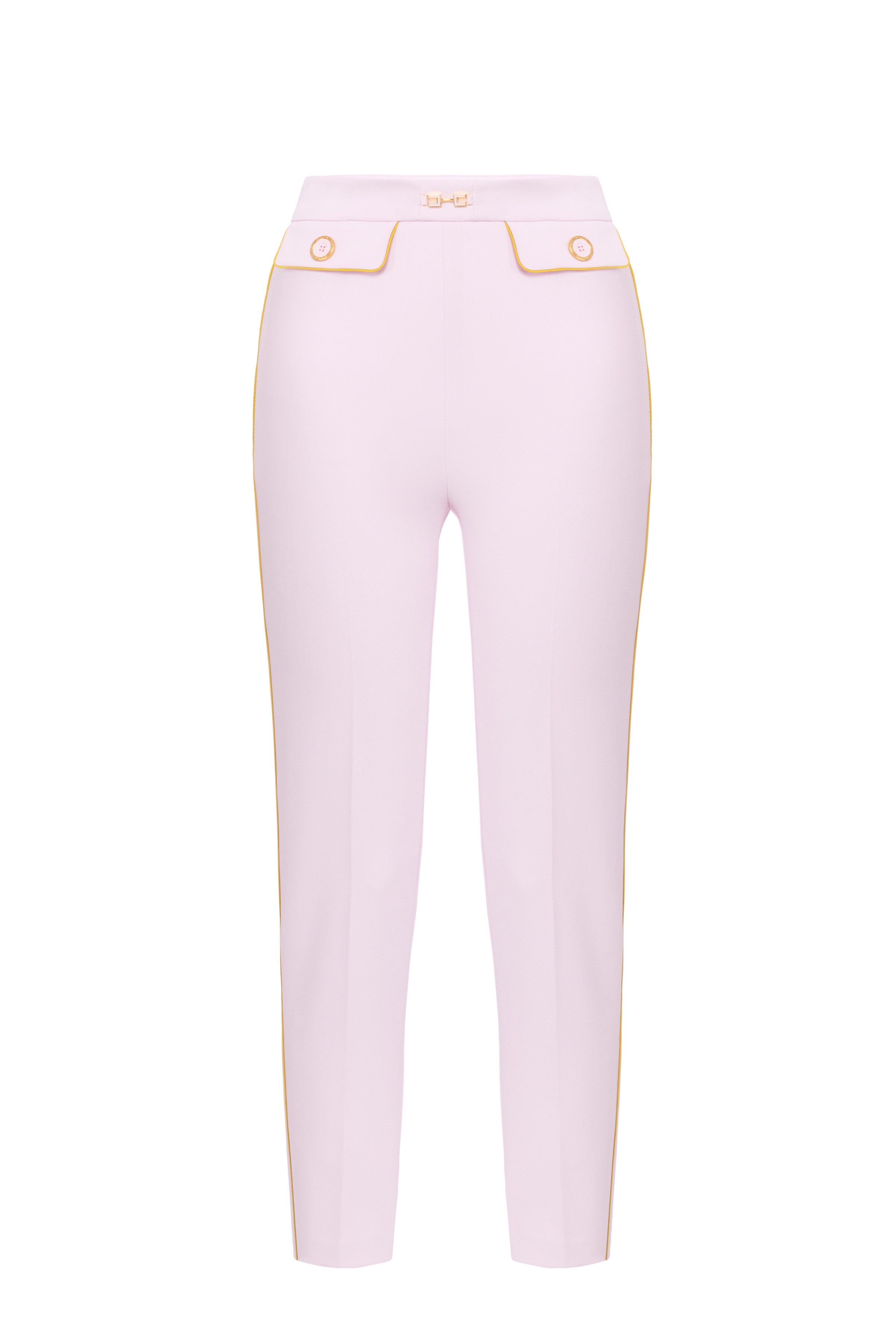 Trousers in crêpe fabric with piping and jewelled horsebit | LAST PIECE: 42