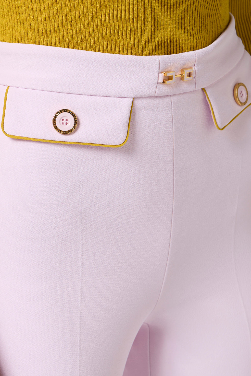 Trousers in crêpe fabric with piping and jewelled horsebit | LAST PIECE: 42