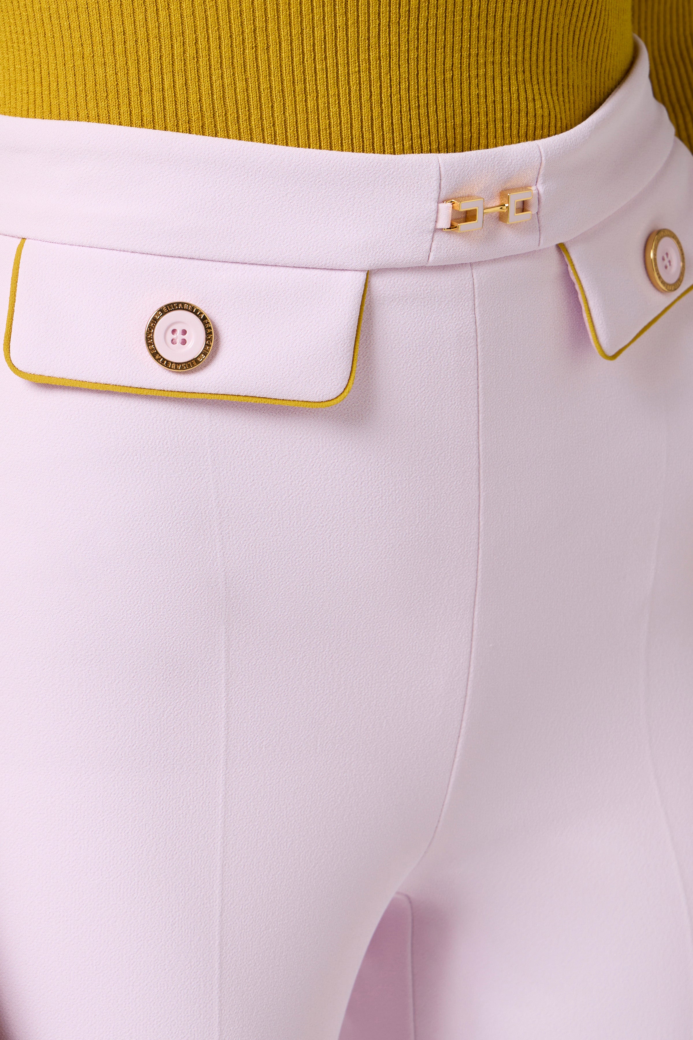 Trousers in crêpe fabric with piping and jewelled horsebit | LAST PIECE: 42