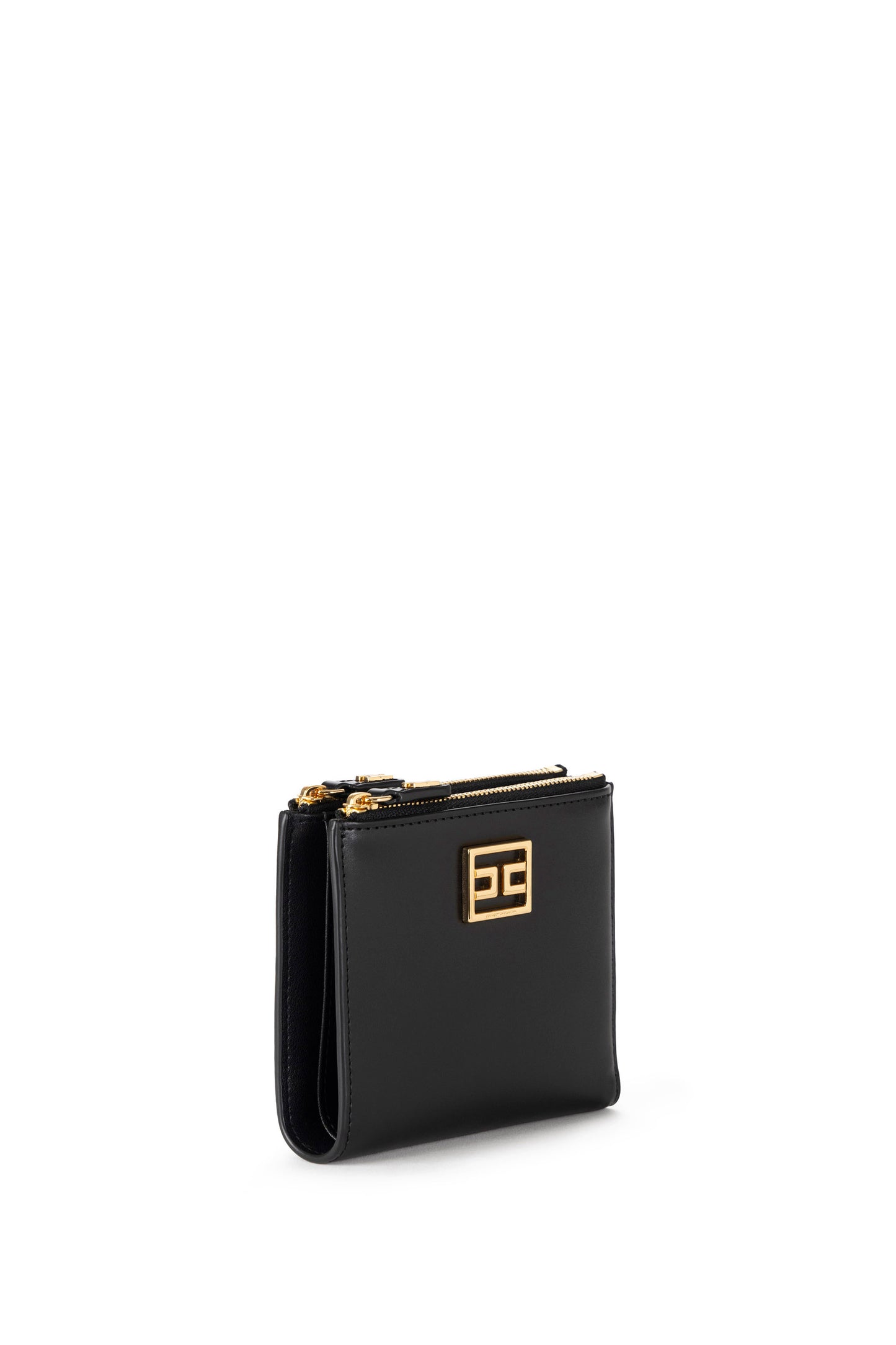 Wallet with zip and logo plaque